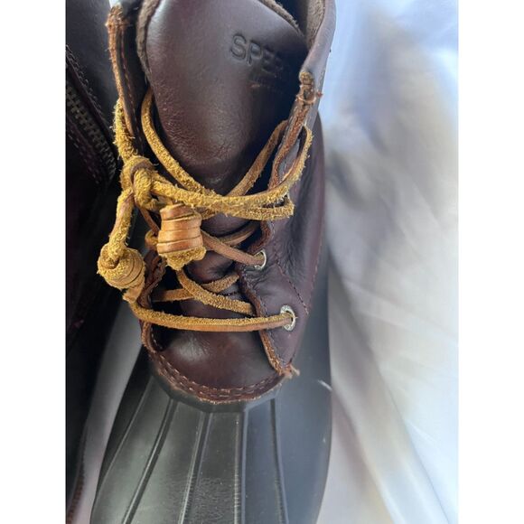 Sperry Saltwater Wedge Tide Wool Black Brown Duck Boots Size 10 - Picture 6 of 11